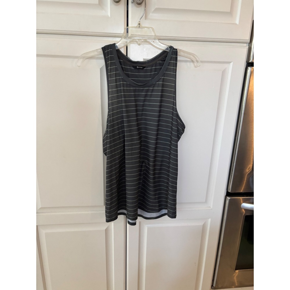 MPG Sport Women Gray Mint Striped Racerback Workout Tank Top Polygiene‎